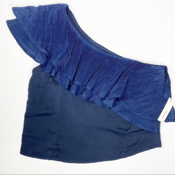 Revolve Capulet Navy One Shoulder Ruffle Top NWT L - Picture 3 of 7